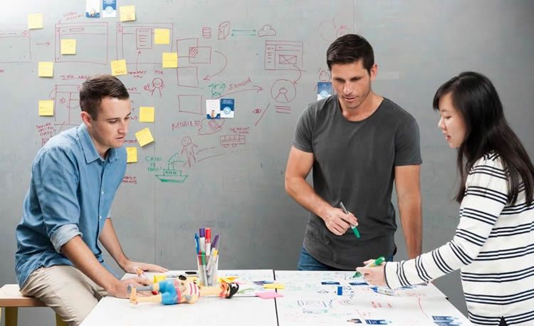 Whiteboarding session in Atlassian Sydney design space