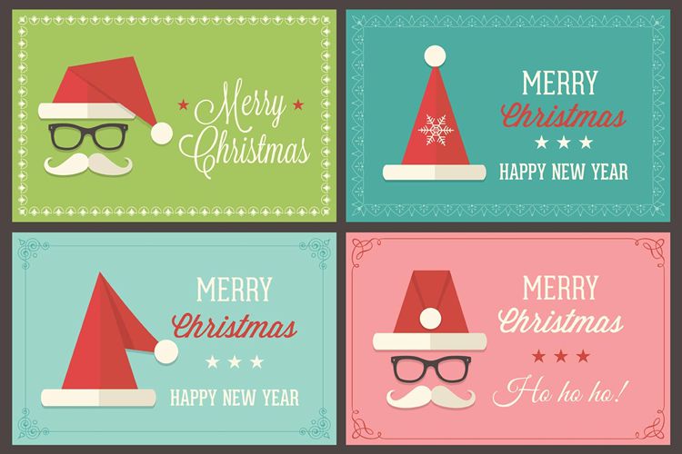 Retro Santa Cap Vector Greeting Card Templates free holidays