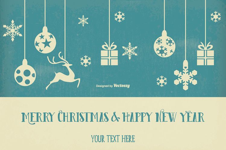 Vintage Retro Style Christmas & New Year Illustration free holidays