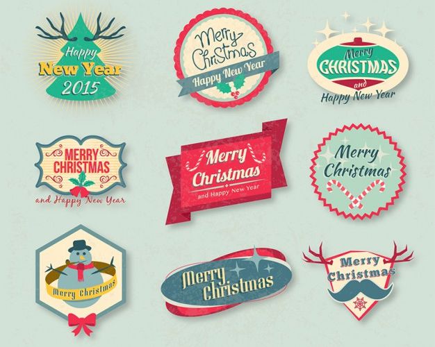Vintage Vector Christmas Badges Pack free holidays
