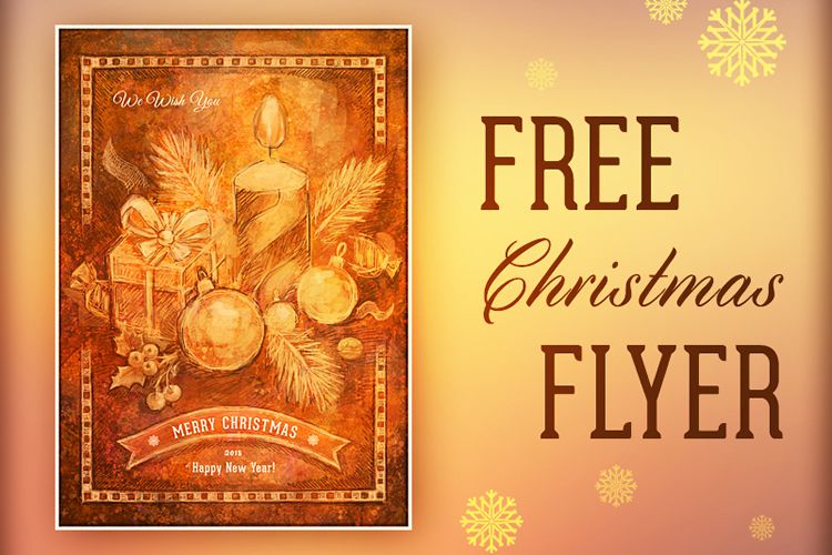Free Handmade Retro Christmas Flyer holidays