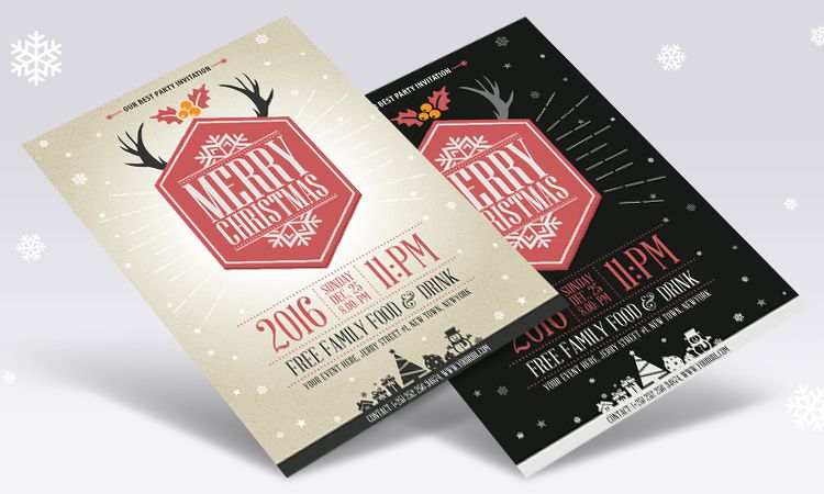 Vector Vintage Party Christmas Flyer Template free holidays