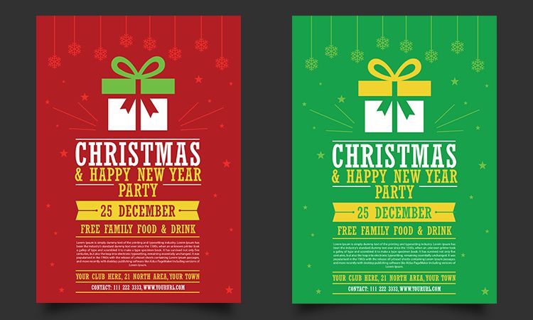Free Christmas Happy New Year Party Flyer Template Mockup free holidays