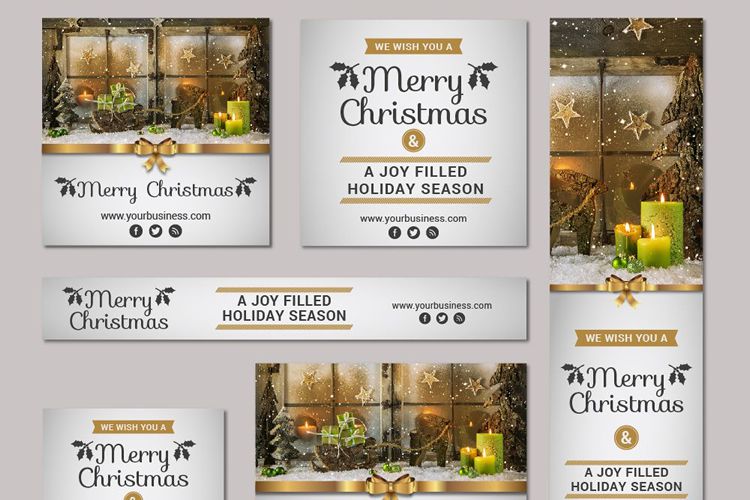 Huge Christmas New Year Vector Banner Kit free holidays