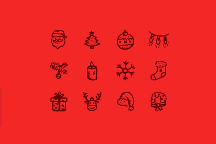 12 Hand-Drawn Style Merry Icons free holidays