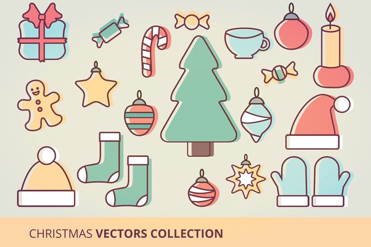 Christmas Icons Vector Set free holidays