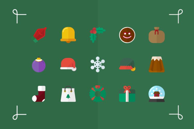 15 Flat Vector Icons for Christmas free holidays