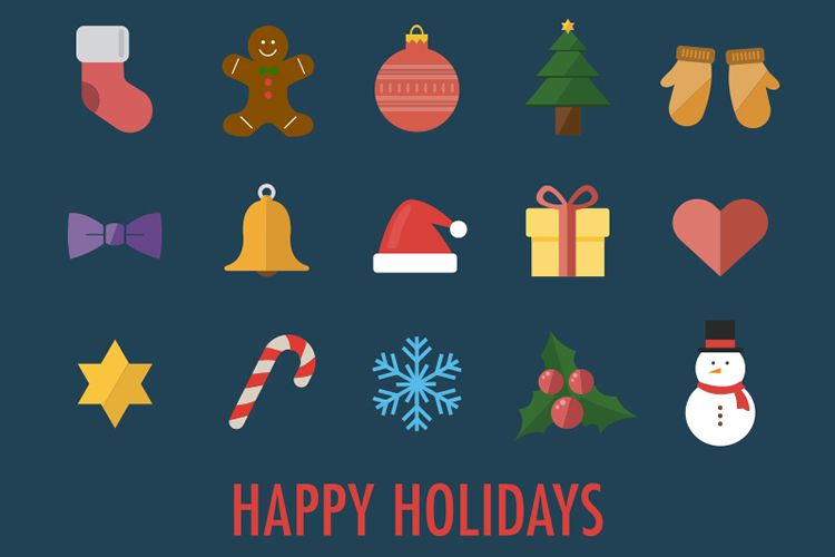15 Flat Christmas Icons free holidays