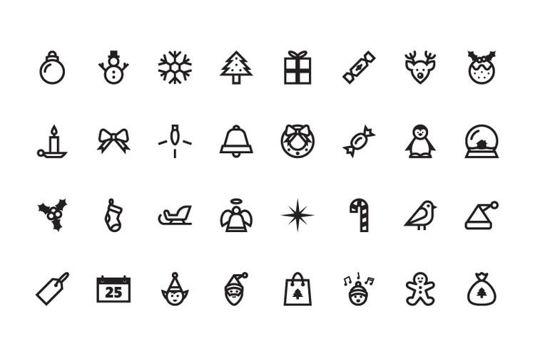 32 Christmas Vector Icon Set free holidays