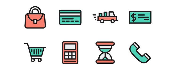 The Flat Stroke eCommerce Icon Set