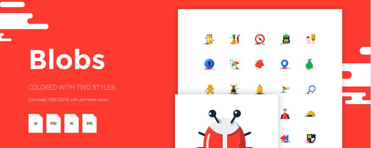 Blobs Flat Icons AI PSD SVG