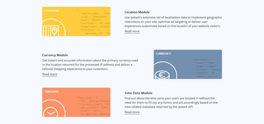Available modules from ipstack help you serve localized content.