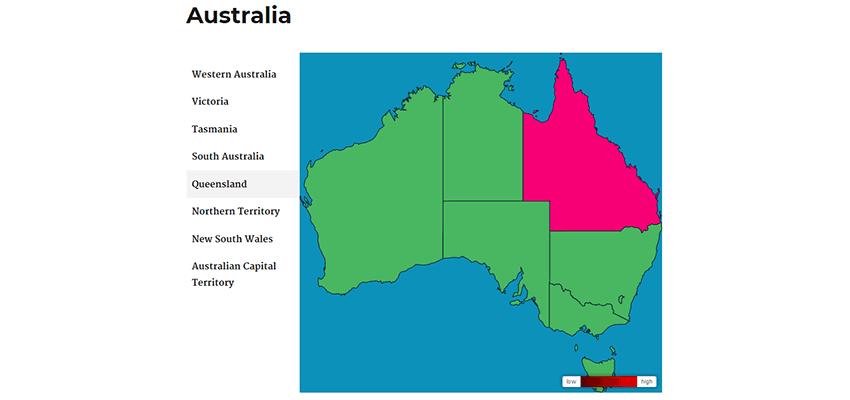 Map of Australia with directory feature.