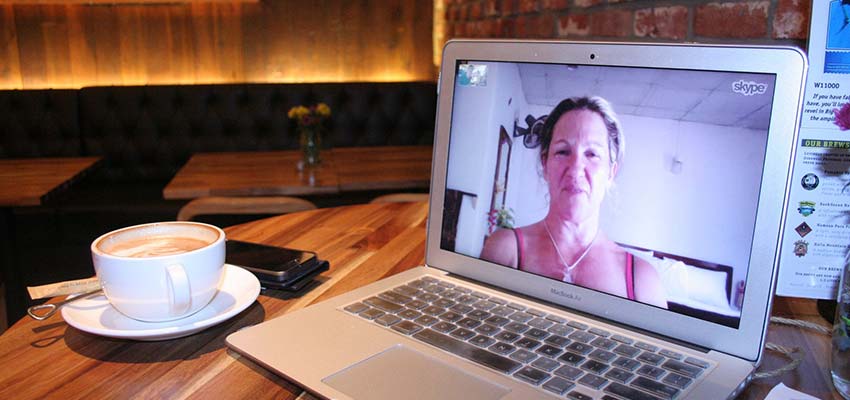 A Skype video chat.