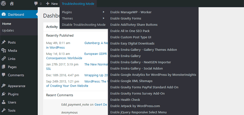 Health Check Troubleshooting Mode