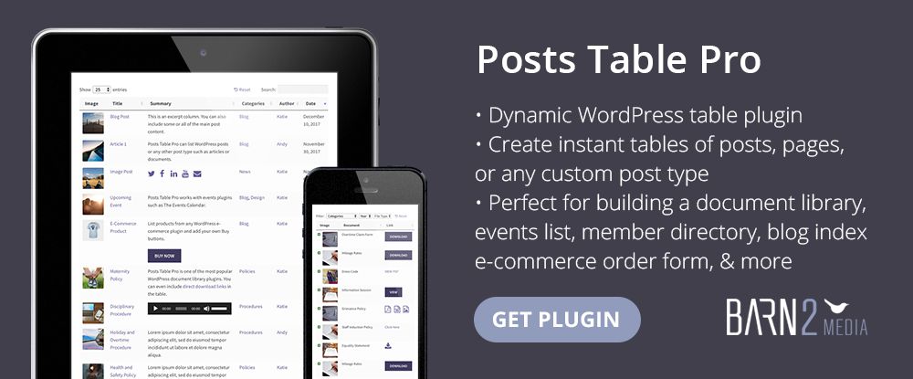 wordpress resources tools Posts Table Pro WordPress Table Plugin