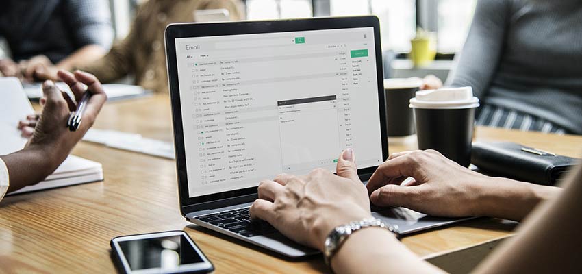 Woman checking email.