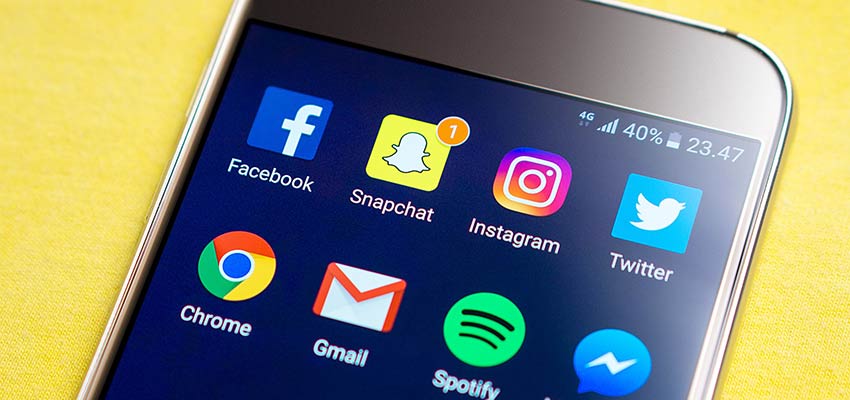 Smartphone with social media apps.