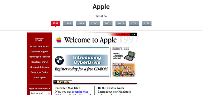 Apple home page, circa 1997