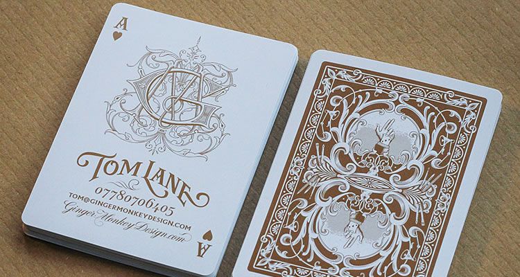 Bronze Metallic Ink on Authentic Playing Cards
