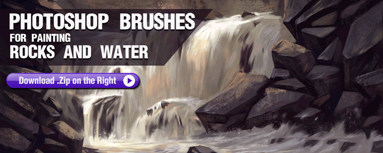 Photoshop Brushes for Painting Rocks and Water
