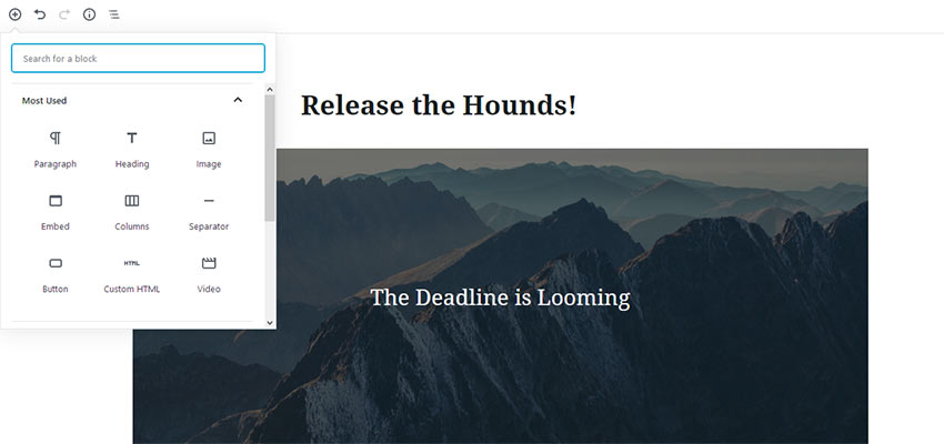 WordPress Gutenberg Editor.