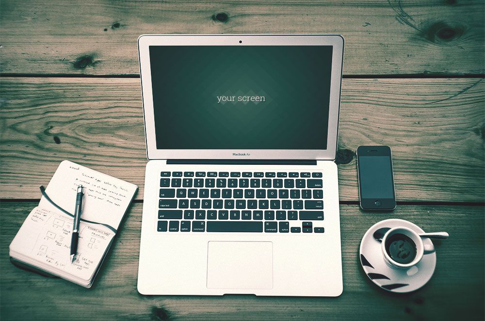 Macbook Air Hipster Mockups Oxygenna free template PSD