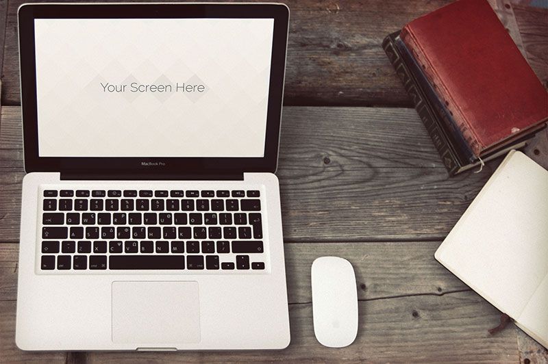 Vintage Photorealistic Macbook Oxygenna free template PSD