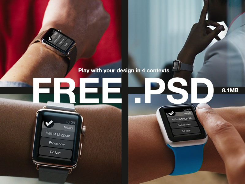 Apple Watch Mockups Piotr Szwach free template PSD