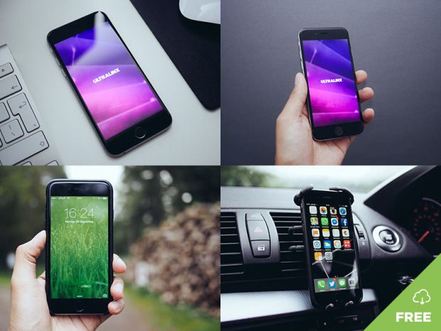 Natural iPhone Mockups free template PSD