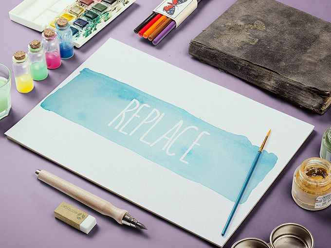 Watercolor Sketch Mockup Mucahit Gayiran free template PSD