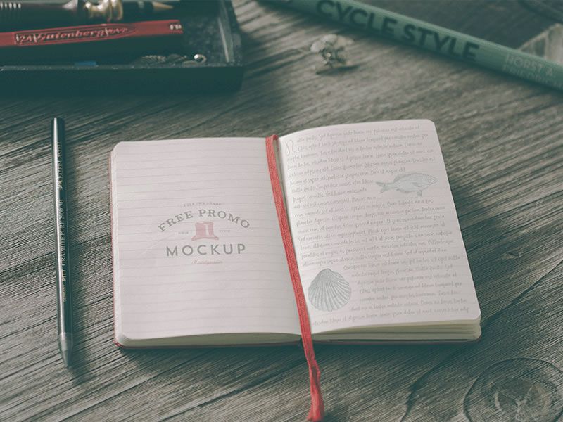 Hip Notebook Mockup Vadim Sherbakov free template PSD