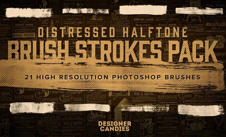 Distressed Halftone Brush Strokes