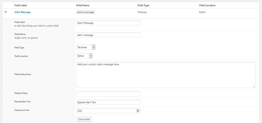 Adding custom fields to a block.