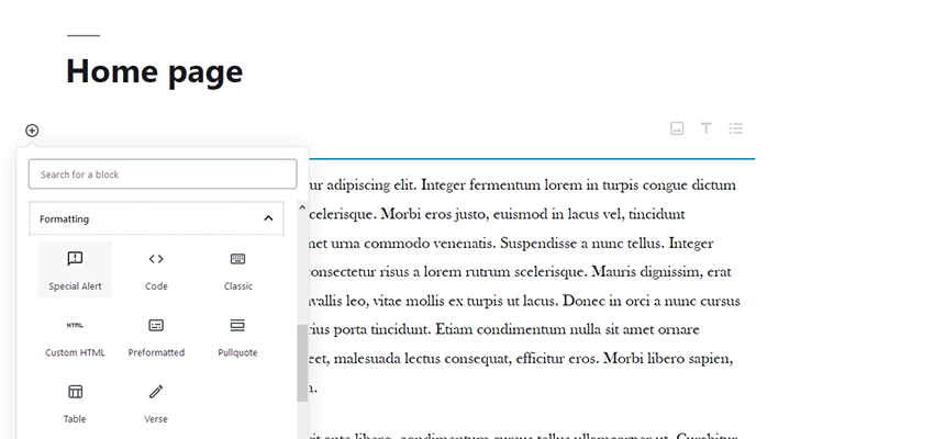 Adding our custom block to a WordPress page.