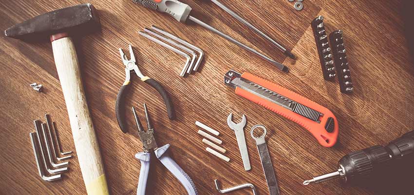 An assortment of hand tools.