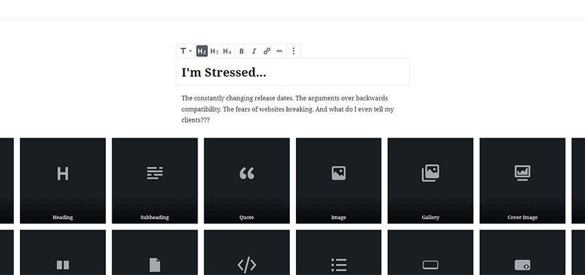 Explaining my feelings in Gutenberg.