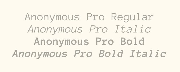 Anonymous Pro mono monospaced free font family typeface code