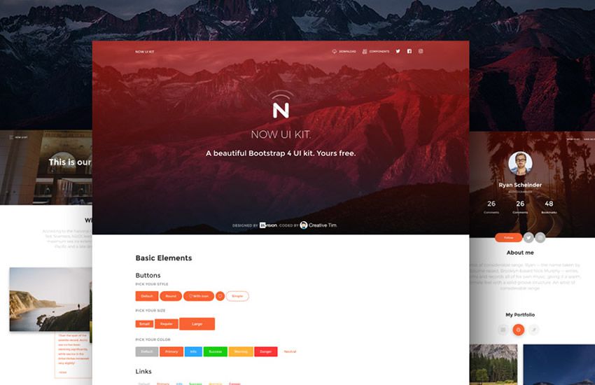 now web boostrap 4 four template ui kit free