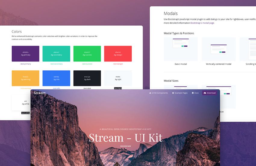 stream boostrap 4 four template ui kit free