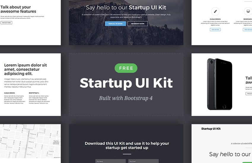 Startup boostrap 4 four template ui kit free