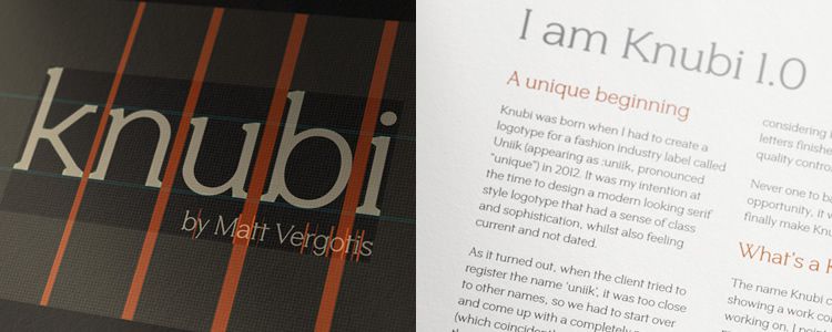 Knubi Regular serif free font family typeface