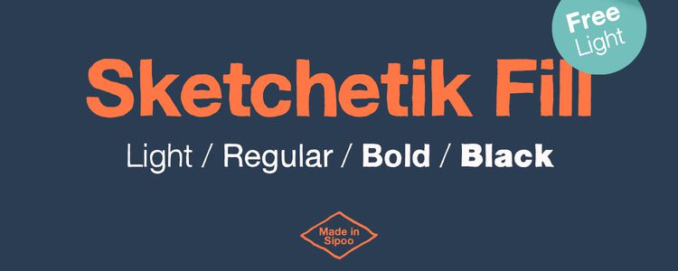 Sketchetik Fill Light sans serif free font family typeface