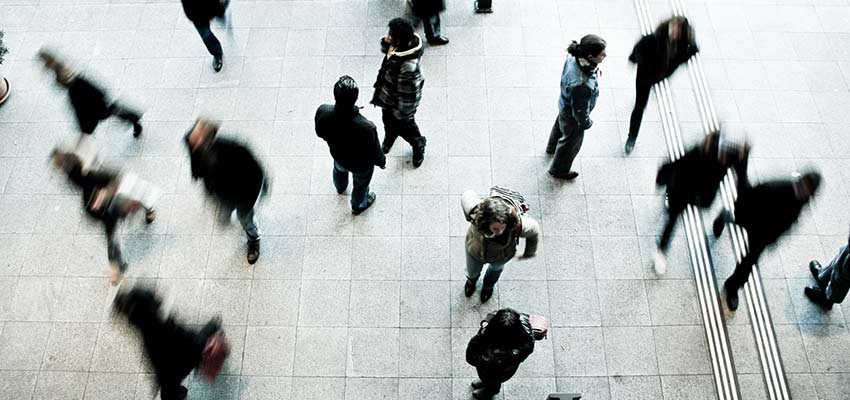 A crowded sidewalk.