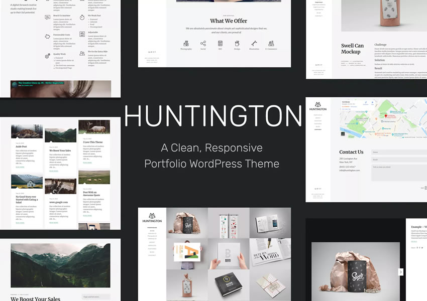 Huntington Responsive wordpress theme creative designer agency portfolio camera
