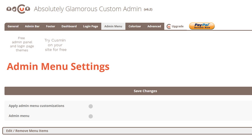 wordpress admin custom