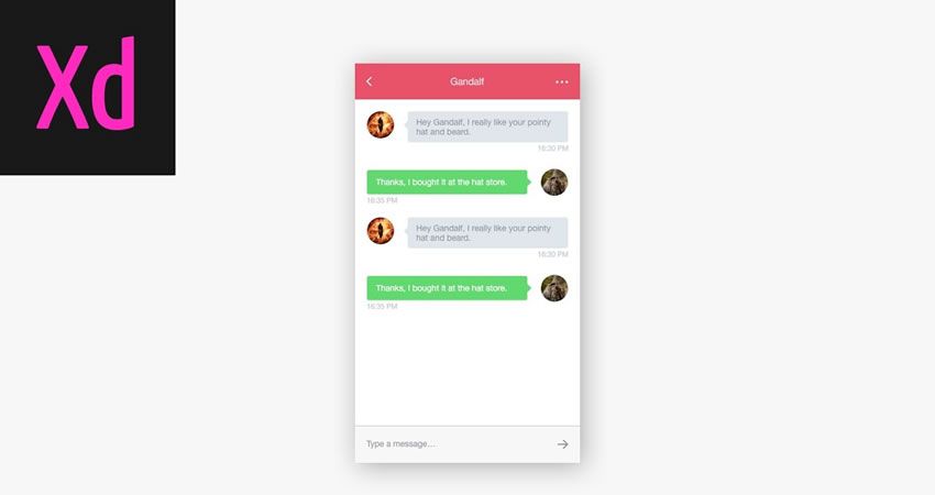 Chat UI Design adobe xd tutorial