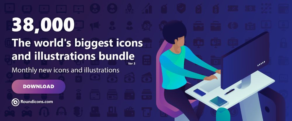 Round Icons Bundle &ndash; 38,000 icons and illustrations