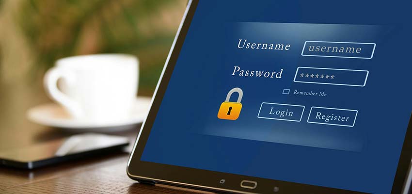 A tablet computer displaying a login screen.