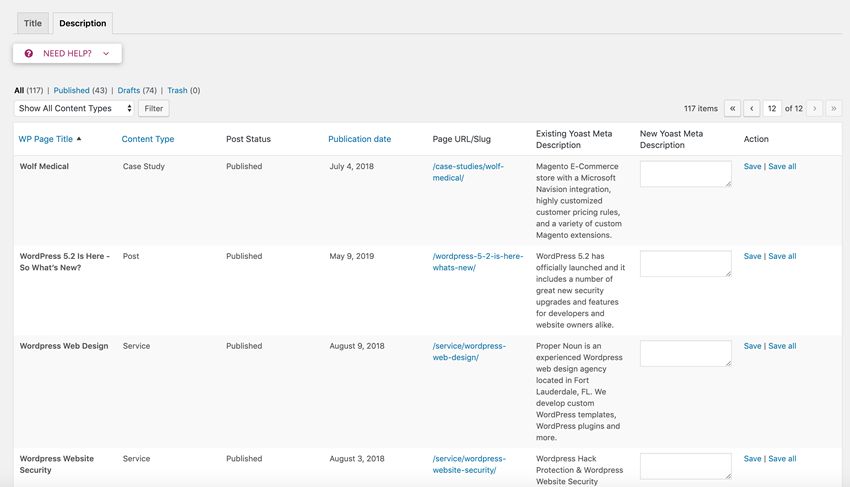 wordpress bulk description